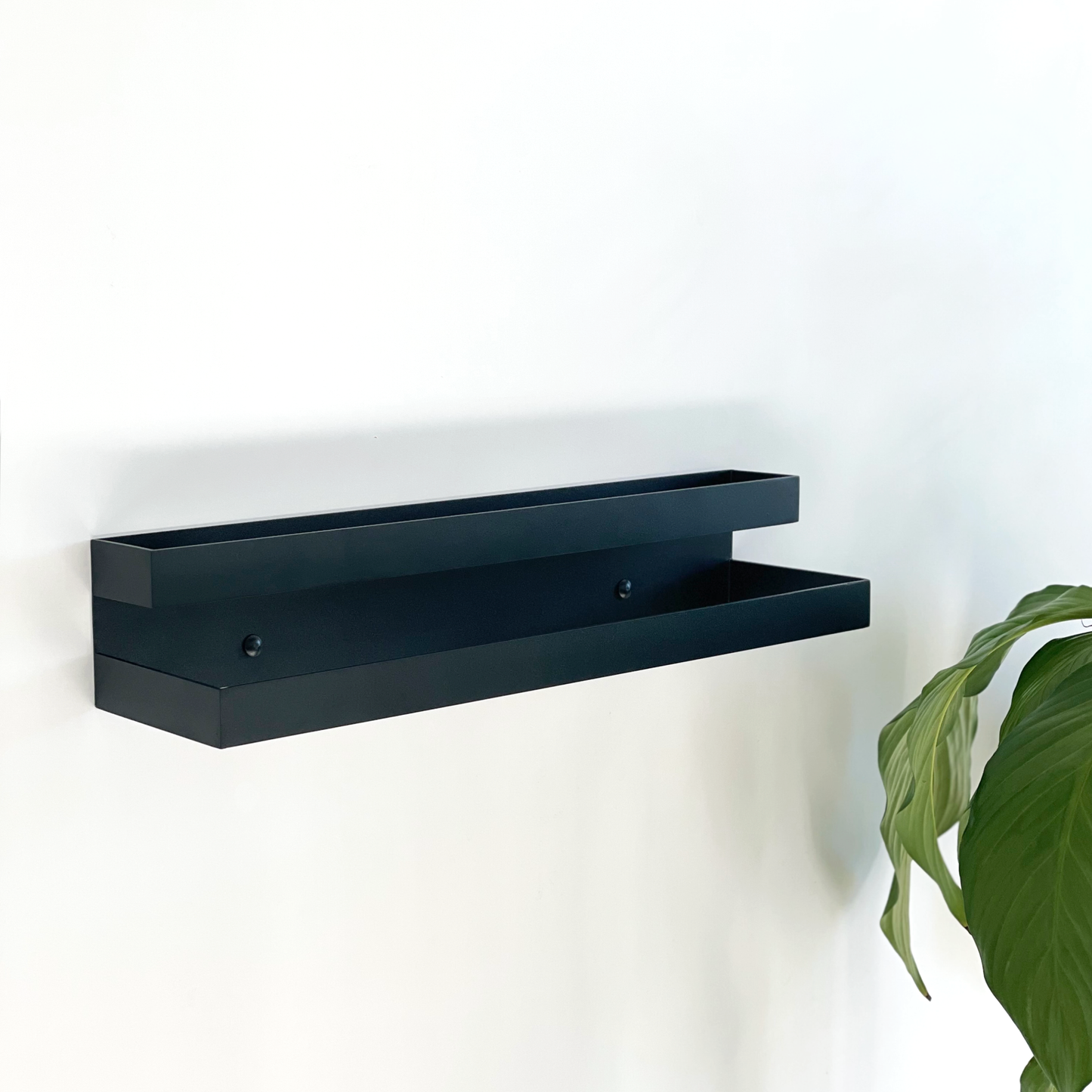 A Black steel towel ladder or a black steel towel rail in a modern bathroom design in a Joahnnesburg bathroom with an indoor plant